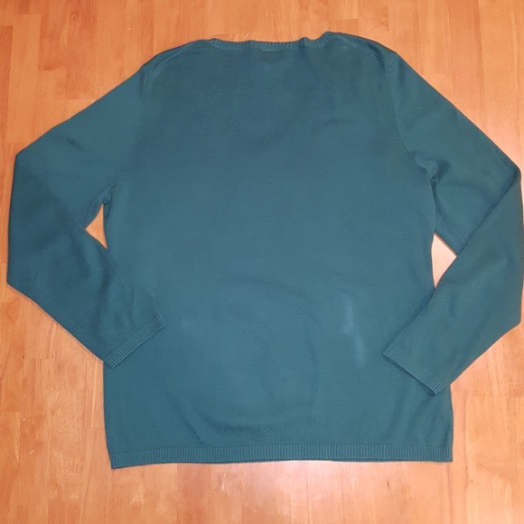 Loft Pima cotton turquoise v-neck sweater xl - Picture 3 of 3